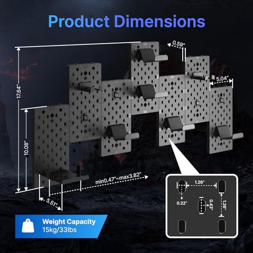 PEGZONE Controller and Headphone Holder Wall Mount, Modular Gaming Pegboard with Accessories, Black & Red R81990