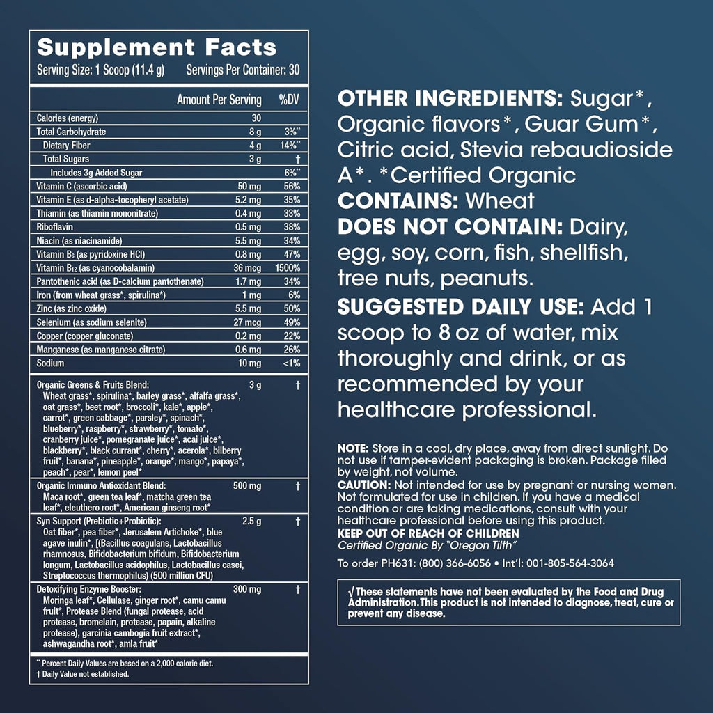 ProHealth Longevity Organic Greens Powder with Digestive Enzymes & Probiotics, 30 Servings O8918