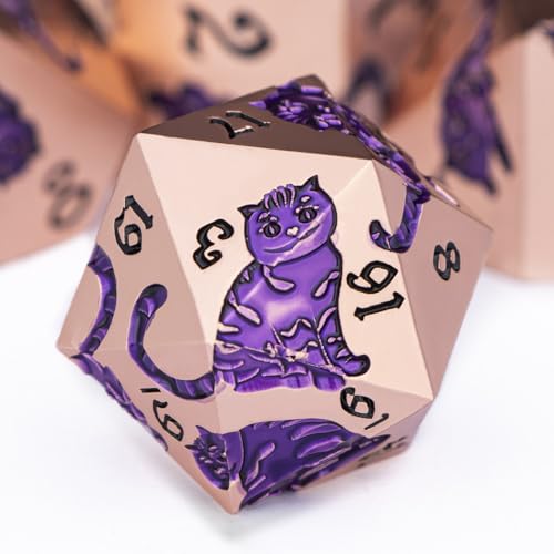 Metal DND Cat Dice 7PCS Polyhedral RPG Dice Set with Gift Case B373640