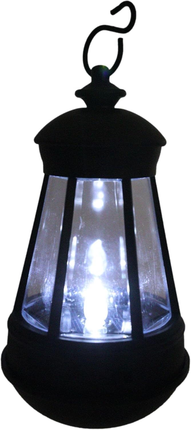 Set of 2 Plastic Solar Hanging LED Lanterns 5.5 Inches Garden Decor D625710