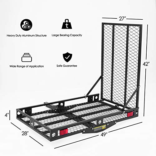 IRONMAX Hitch Cargo Carrier with Ramp, Heavy Duty Folding, 500LBS Capacity E7208