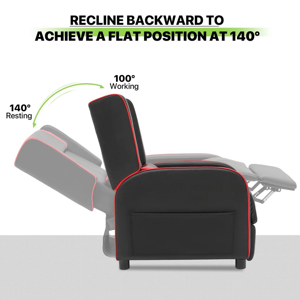 Magshion Gaming Massage Recliner Chair with Footrest, PU Leather, Red R2353