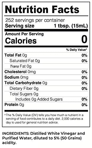 Lucy's Family Owned Natural Distilled White Vinegar, 1 Gallon (128 oz), 5% Acidity E6247