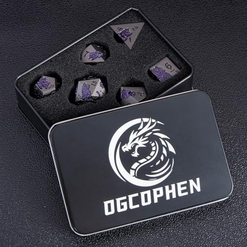 Metal DND Cat Dice 7PCS Polyhedral RPG Dice Set with Gift Case B373640