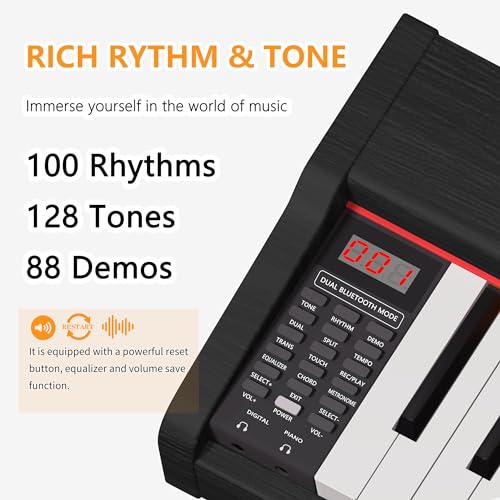 88 Key Fully Weighted Digital Piano with Hammer Action, Black G826