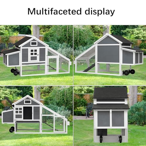 Chicken Coop with Run & Wheels, Outdoor Two-Tier Large Hutch for 6-8 Chickens L709810