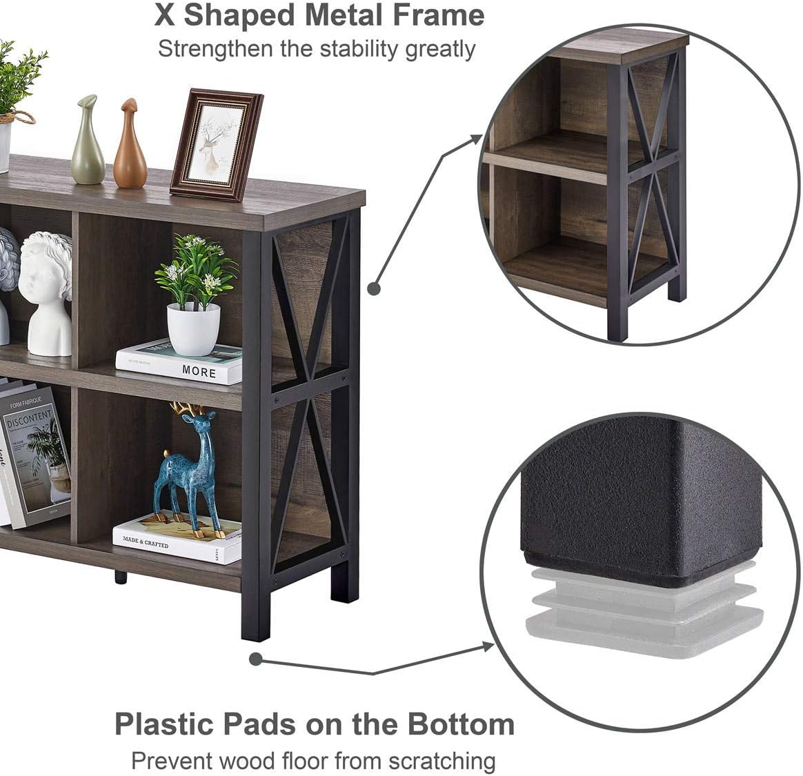 FATORRI Industrial Cube Bookcases and Bookshelves Walnut Brown U5827