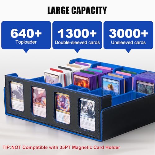 Trading Card Storage Box with Commander Display, 5-Row Deck Case, Black Purple B7043