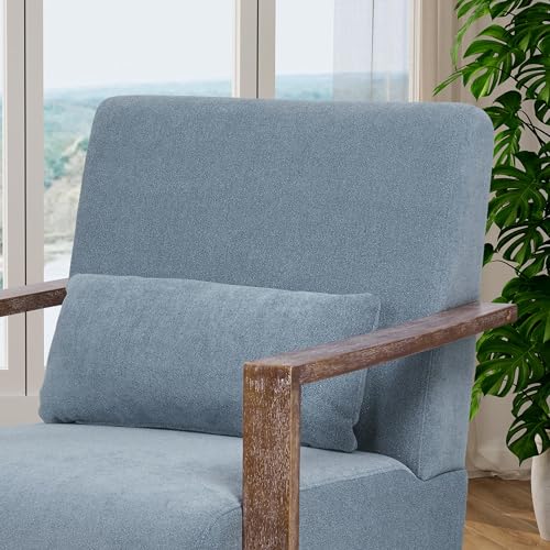 Swivel Accent Chair with Solid Wood Armrests, Beige V9687