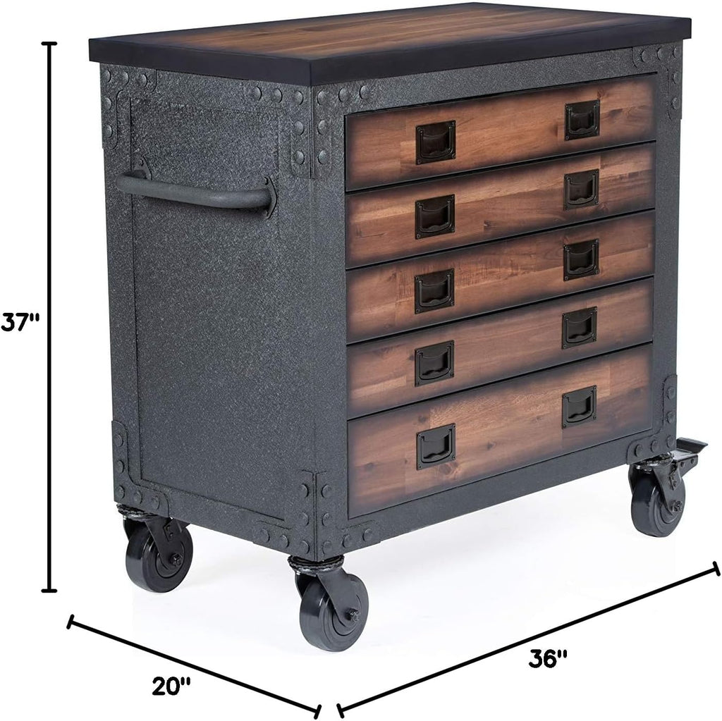 DuraMax 36" 5 Drawer Rolling Tool Chest with Wood Top T71877