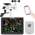 Sainlogic Home10-in-1 WiFi Smart Weather Station with Outdoor 7-in-1 Sensor, Internet Wireless Weather Station Remote Monitoring System, 8.3 Inch Color Display with Rain Gauge, Temperature