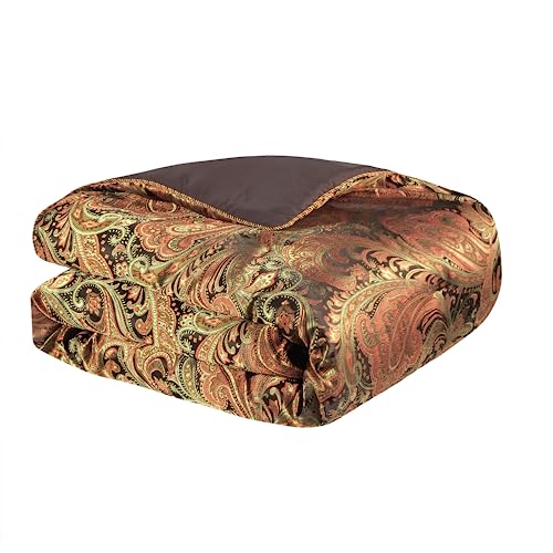 Loom and Mill 9-Piece Jacquard Comforter Set King, Paisley Design Bed in a Bag J5877