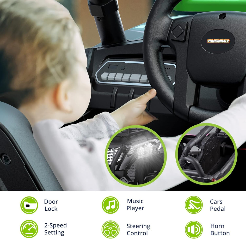 24V Kids Ride On UTV 4WD Electric Car with Remote Control, Green R981