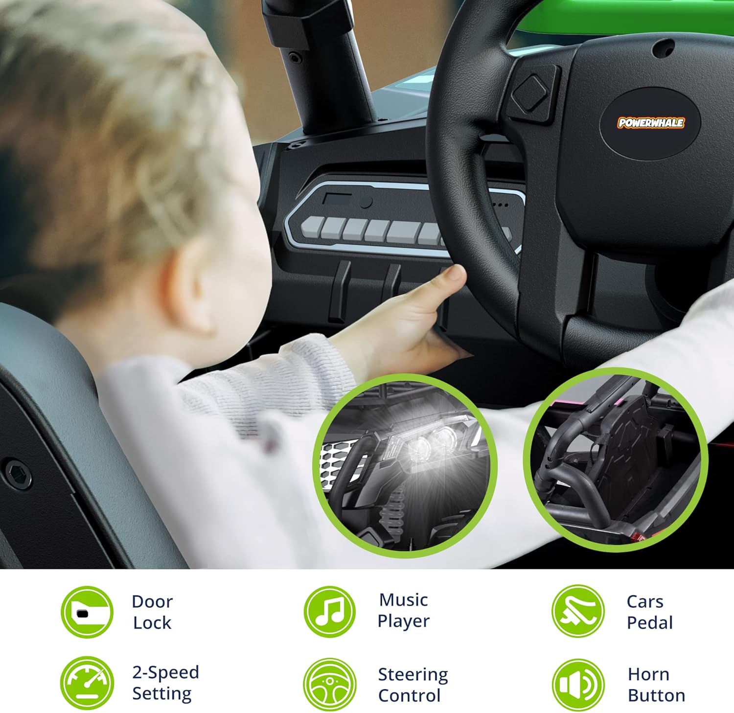 24V Kids Ride On UTV 4WD Electric Car with Remote Control, Green R981