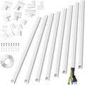 125in Cord Cover, Medium Cord Hider on Wall Cable Management, Cable Raceway Kit for 3 Cords, Wire Hider Cord Management, Cable Concealer for Home Office, W0.98in H0.51in White