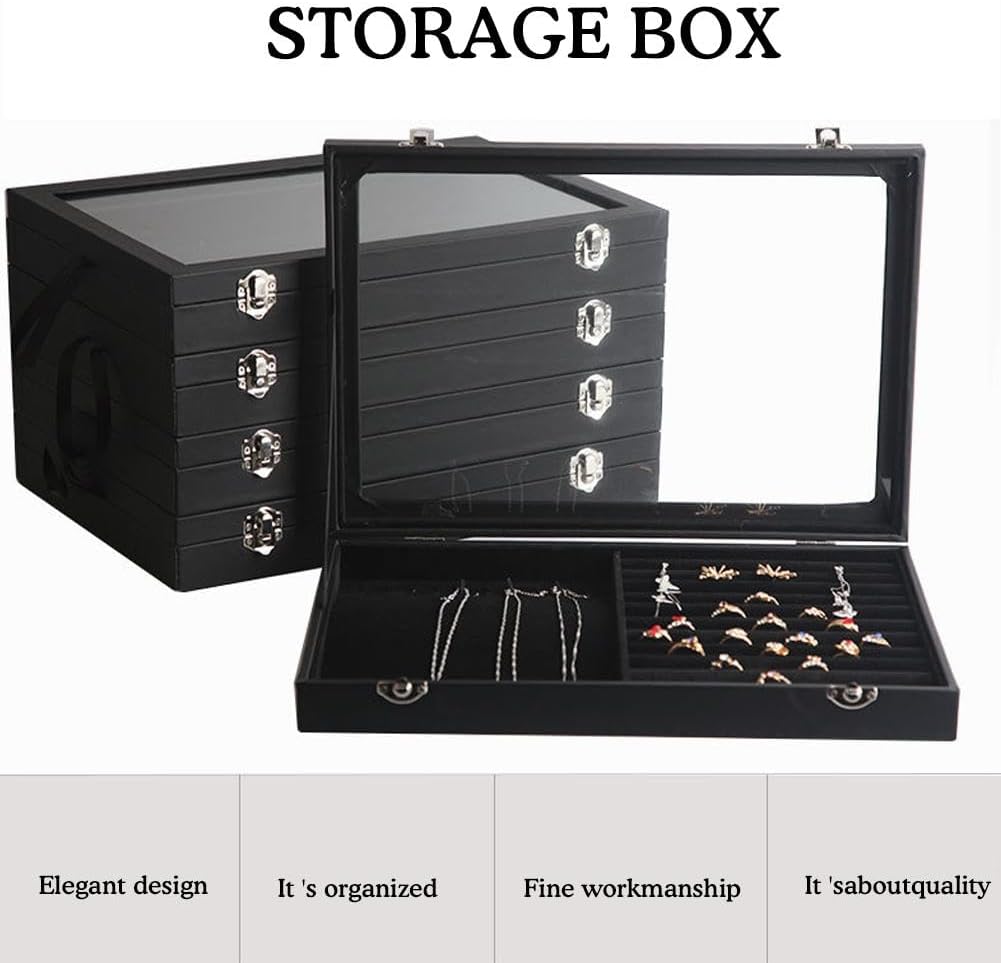 Sunglass Storage Organizer with Clear Lid, 8 Slot Lockable Case Y248