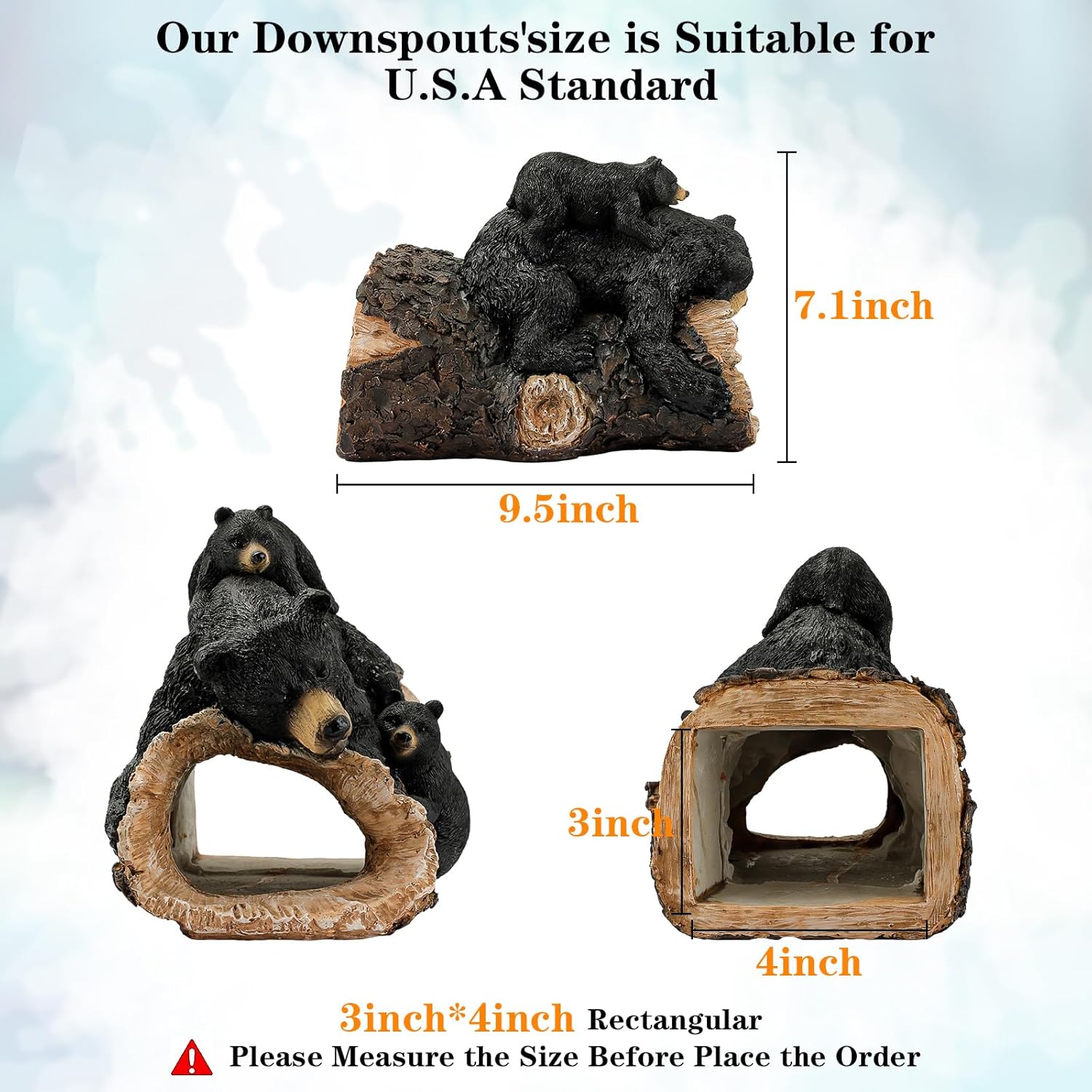 Black Bear Downspout Extension Garden Decor S335074