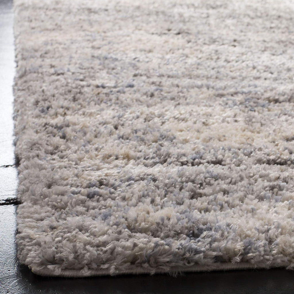 SAFAVIEH Berber Shag Runner Rug 2' x 22' Grey / Cream Q923850