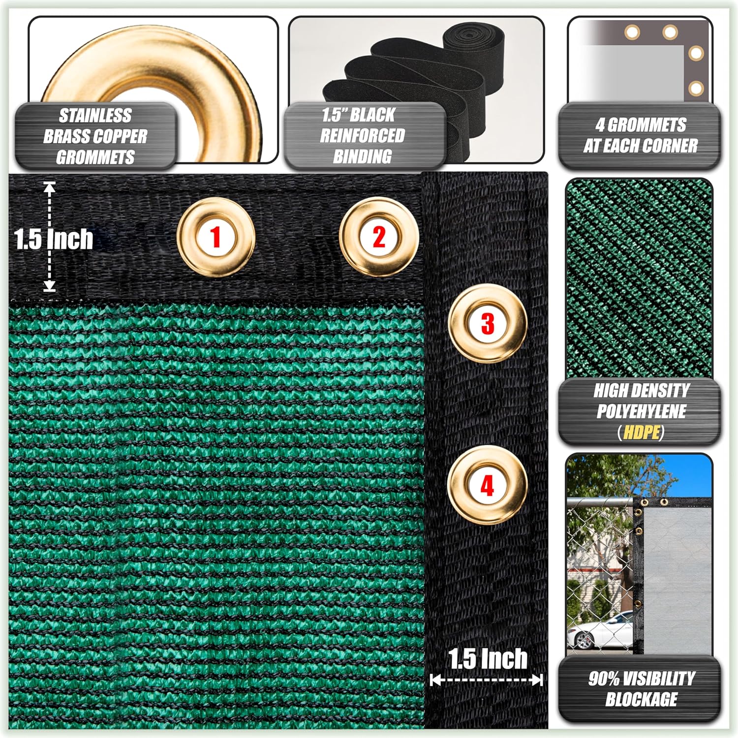 ColourTree 5' x 50' Green Fence Privacy Screen Windscreen Cover Fabric Shade Tarp T559133