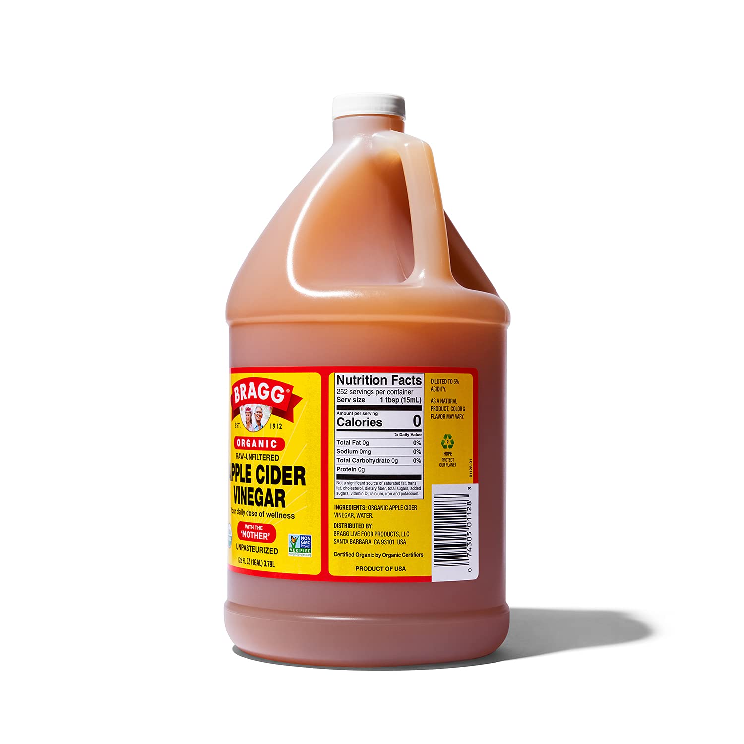 Bragg Organic Apple Cider Vinegar with the Mother, Raw Unfiltered, 1 Gallon R310