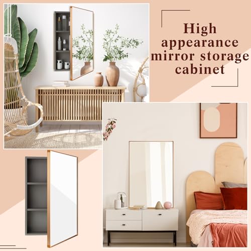 Framed Recessed Medicine Cabinet with Mirror 16 x 24 inch Light Grey K591670