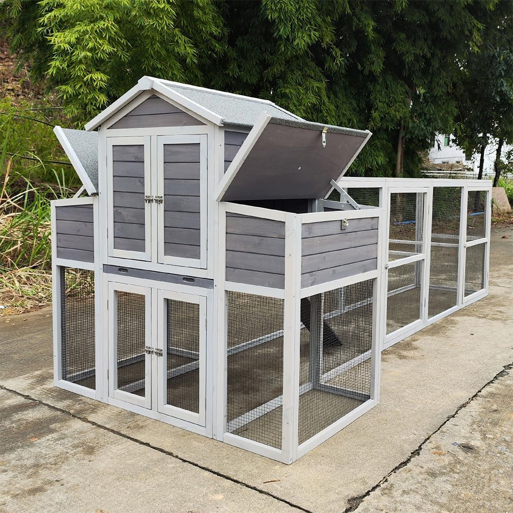 Chicken Coop 150" Extra Large Wooden Hen House with Run for 6-10 Chickens M3988