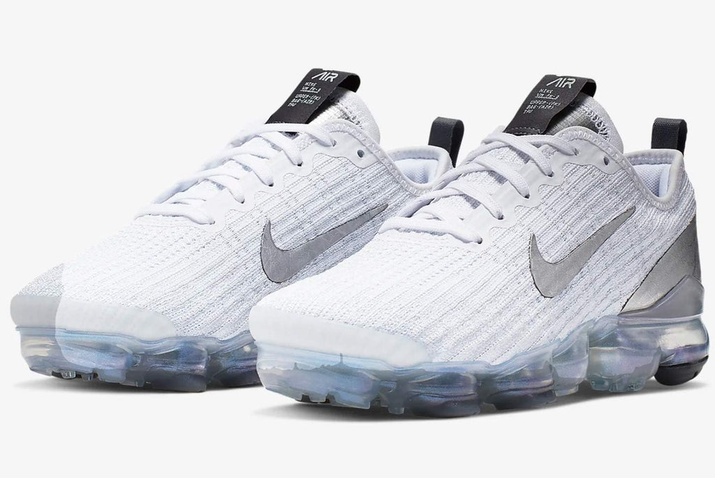 Nike Air Vapormax Flyknit 3 GS Running Trainers BQ5238 White Metallic Silver P530691