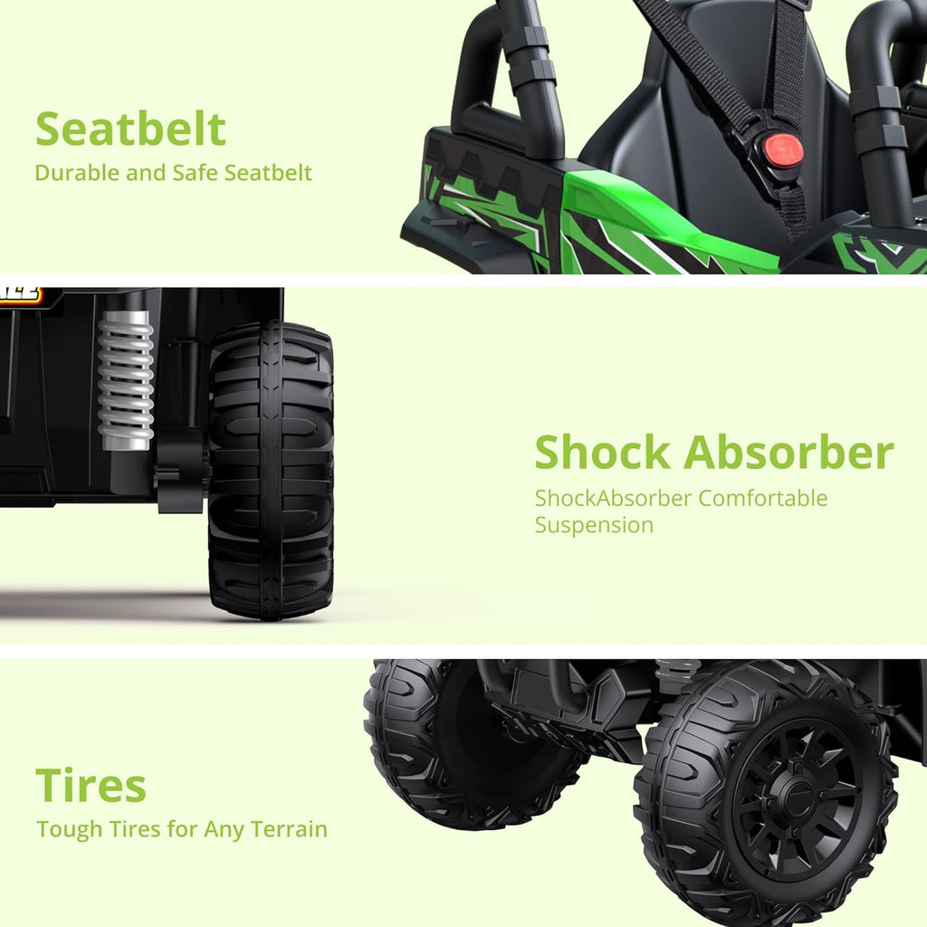 24V Kids Ride On UTV 4WD Electric Car with Remote Control, Green R981
