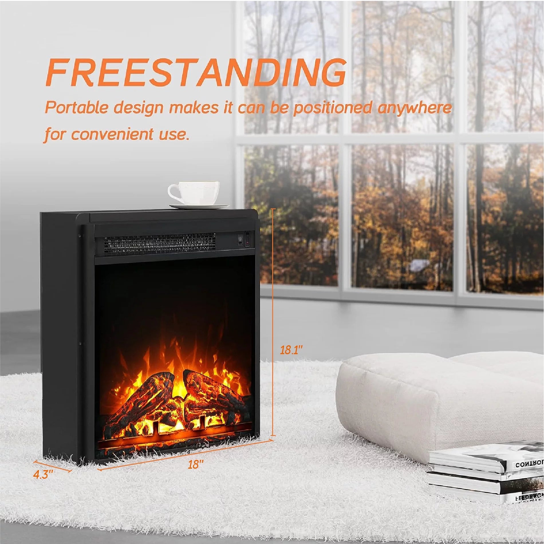 WAMPAT TV Stand with Electric Fireplace for 65 75 Inch TV, Sliding Barn Door, White I8331