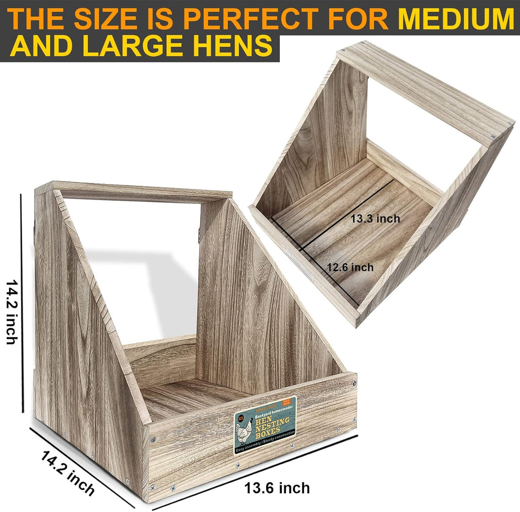 Hens Nesting Box for Chicken Coop, Wood Laying Box for Poultry (1 Pack) N36569