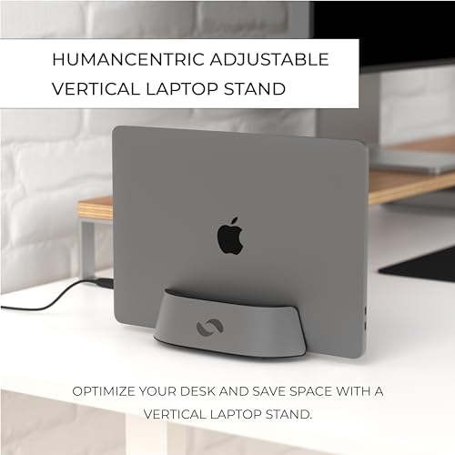 HumanCentric Vertical Laptop Stand for MacBook Pro and Other Laptops, Aluminum, Black C3536