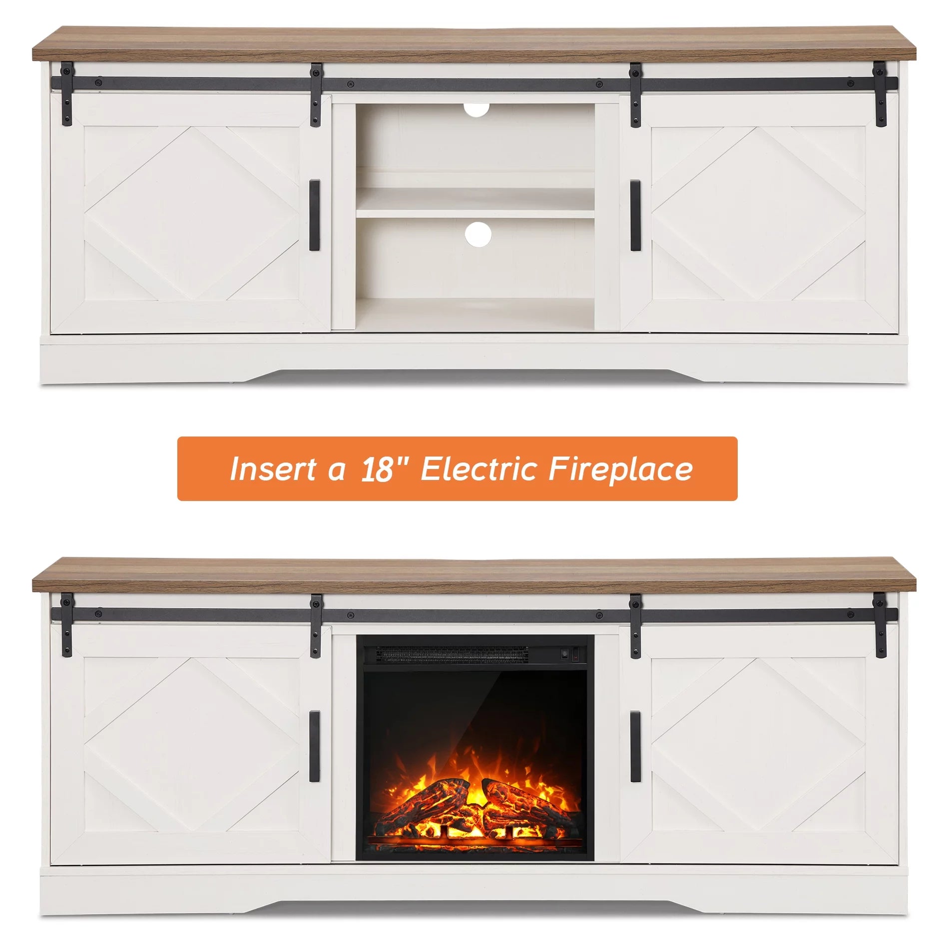 Farmhouse TV Stand for 75 inch TVs Brown C44056