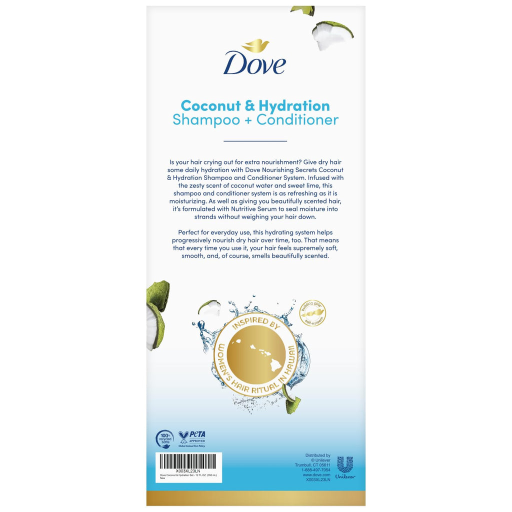 Dove Nourishing Secrets Coconut Shampoo and Conditioner Set, 12 oz, 2 Piece N756