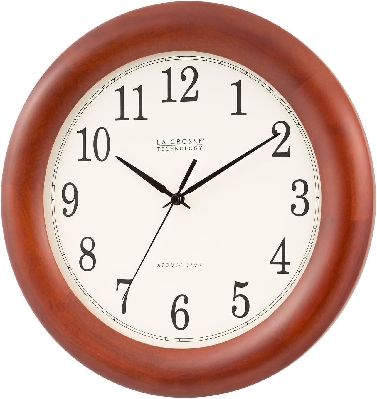 La Crosse Technology 12.5 Inch Cherry Wood Atomic Analog Clock S30330