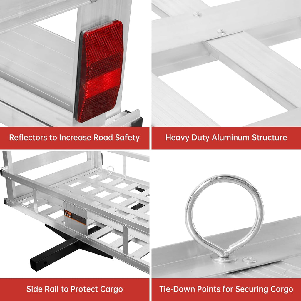 Aluminum Hitch Cargo Carrier with Ramp, 800Lbs Capacity J55924