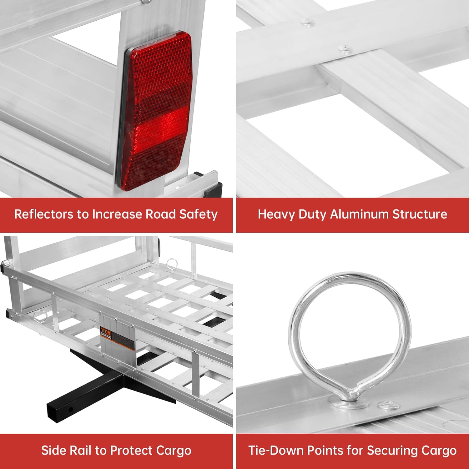Aluminum Hitch Cargo Carrier with Ramp, 800Lbs Capacity J55924