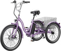 ABORON 24" Electric Tricycles, 36V 10Ah 350W Lithium Battery UL Certified, 7 Speed E-Trike for Max. 350lb Adults with Large Capacity Rear Basket