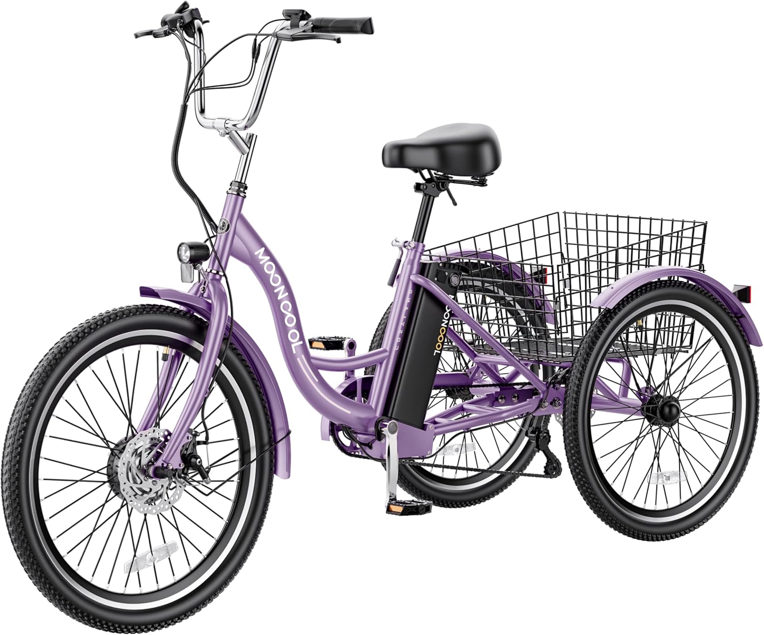 ABORON 24" Electric Tricycles, 36V 10Ah 350W Lithium Battery UL Certified, 7 Speed E-Trike for Max. 350lb Adults with Large Capacity Rear Basket
