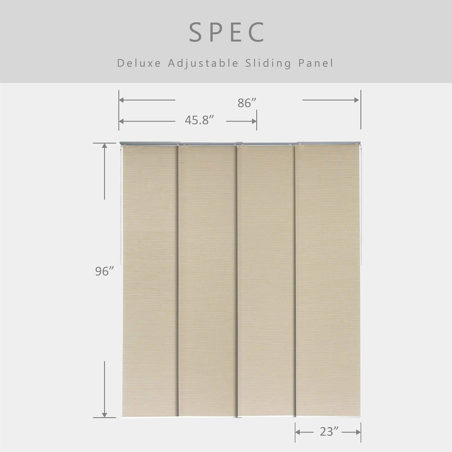 GoDear Design Adjustable Panel Track Sliding Glass Door Blinds 45.8"-86" W x 96" H W83166