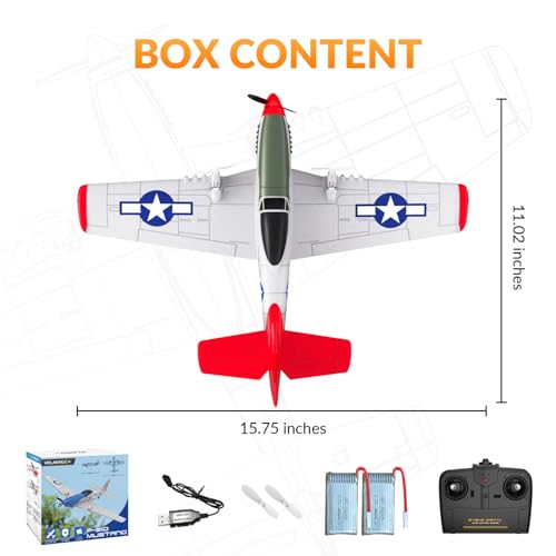 VOLANTEXRC RC Plane P51D Mustang RTF, 2.4Ghz 2CH Remote Control Airplane with Gyro Stabilization T471
