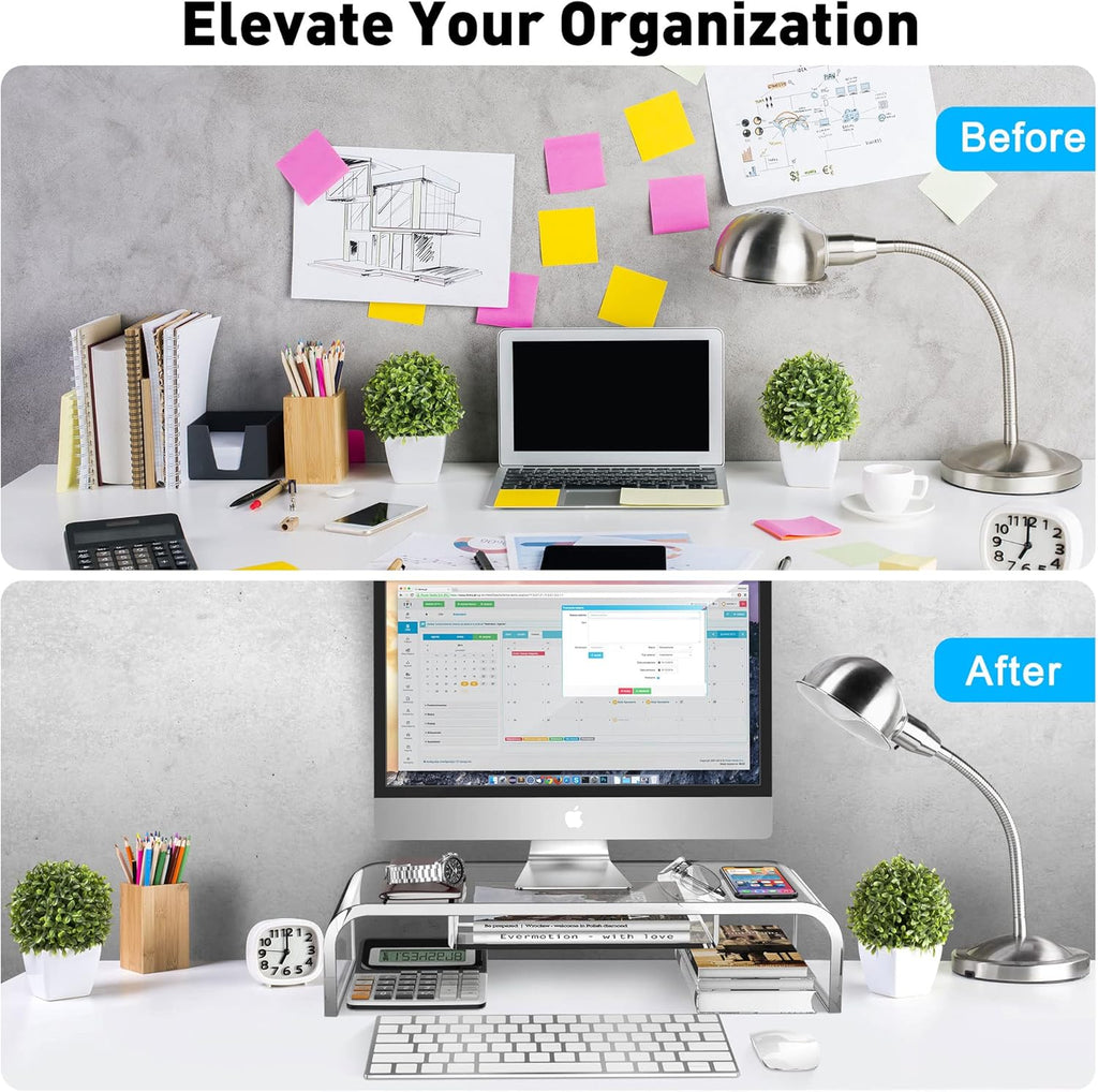 Clear Acrylic Monitor Stand Riser with Storage C979058