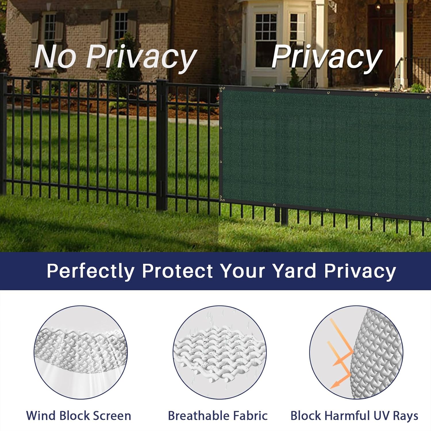 Green Privacy Fence Screen 5x26 ft Heavy Duty Mesh Shade Cover M33571