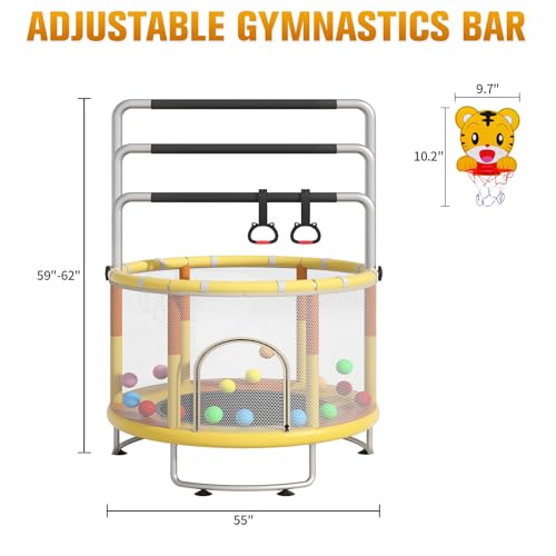 55" Kids Trampoline with Enclosure Net and Basketball Hoop M907892