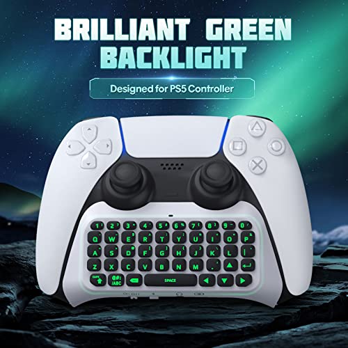TiMOVO Multi-Color RGB Backlight Keyboard for PS5 Controller, Wireless Bluetooth Chatpad, Black V9833