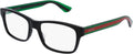 Gucci GG 0006O 006 Black/Green Plastic Rectangle Eyeglasses 55mm
