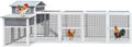 150＂Chicken Coop Extra Large Chicken House, Outdoor Wooden Hen House Black Rust-Proof Metal Wire Poultry Cage with Two Nesting Boxes, 5 Perches