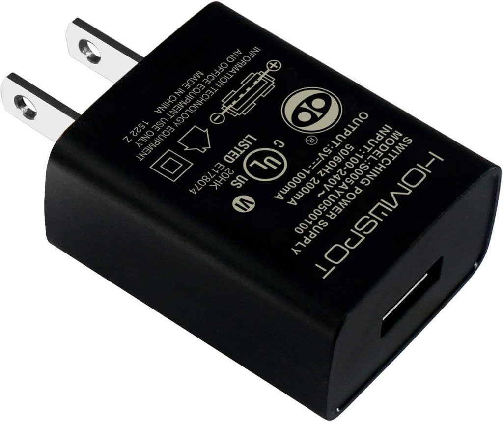 UL Certified USB Wall Charger Power Supply 5v 1A (1000mA) Universal Portable Travel Power Adapter Plug Block High Speed for iPhone iPad iPad Samsung HTC LG iPod Nokia Travel Office Home Use