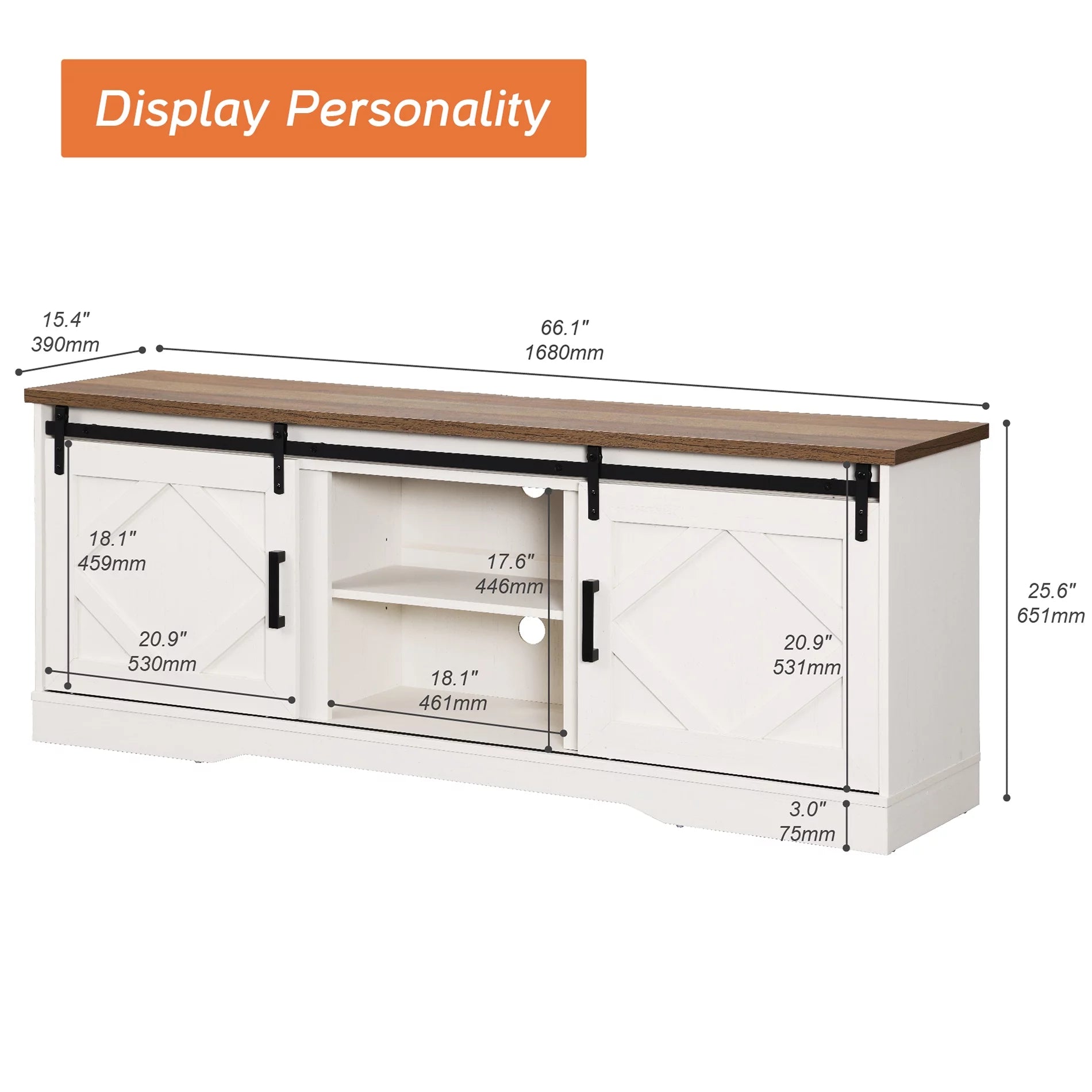 Farmhouse TV Stand for 75 inch TVs Brown C44056