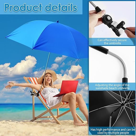 Chair Umbrella with Clamp, UPF 50+, 48 Inches for Patio Beach Chairs E521