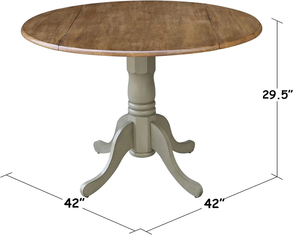 Inch Dual 42 Drop Leaf Dining Table, Distressed Hickory/Stone K77012